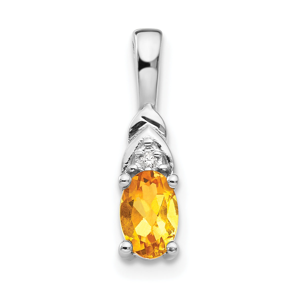 14k White Gold Citrine and Diamond Pendant-XBS258