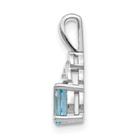 14k White Gold Blue Topaz and Diamond Pendant-XBS259