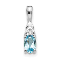 14k White Gold Blue Topaz and Diamond Pendant-XBS259