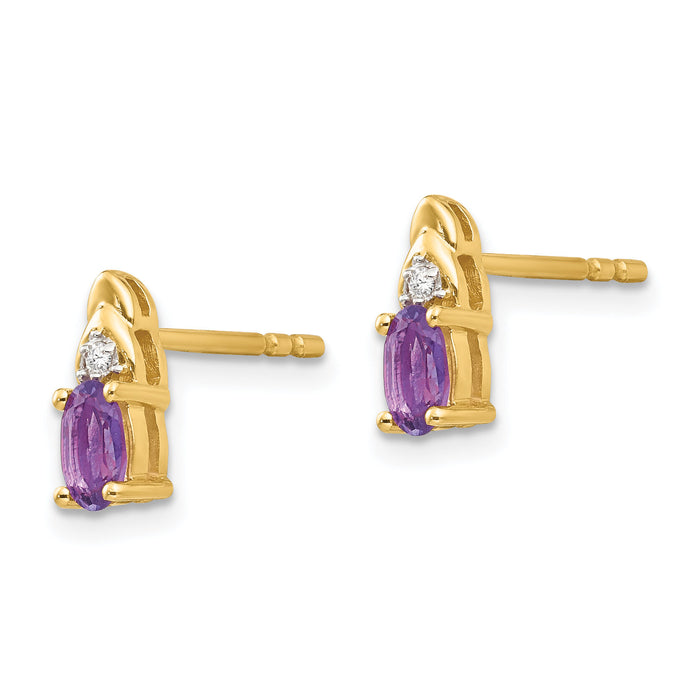 14k Amethyst and Diamond Earrings-XBS263