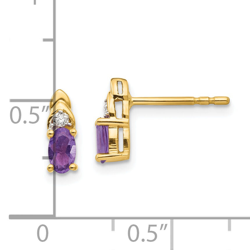 14k Amethyst and Diamond Earrings-XBS263