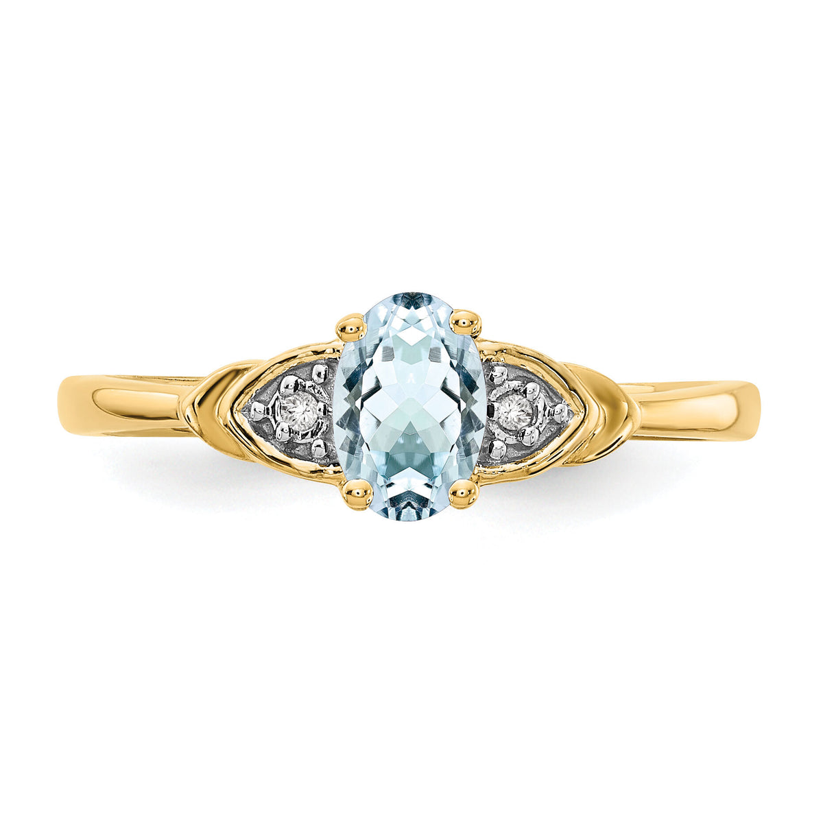 14k Aquamarine and Diamond Ring-XBS266