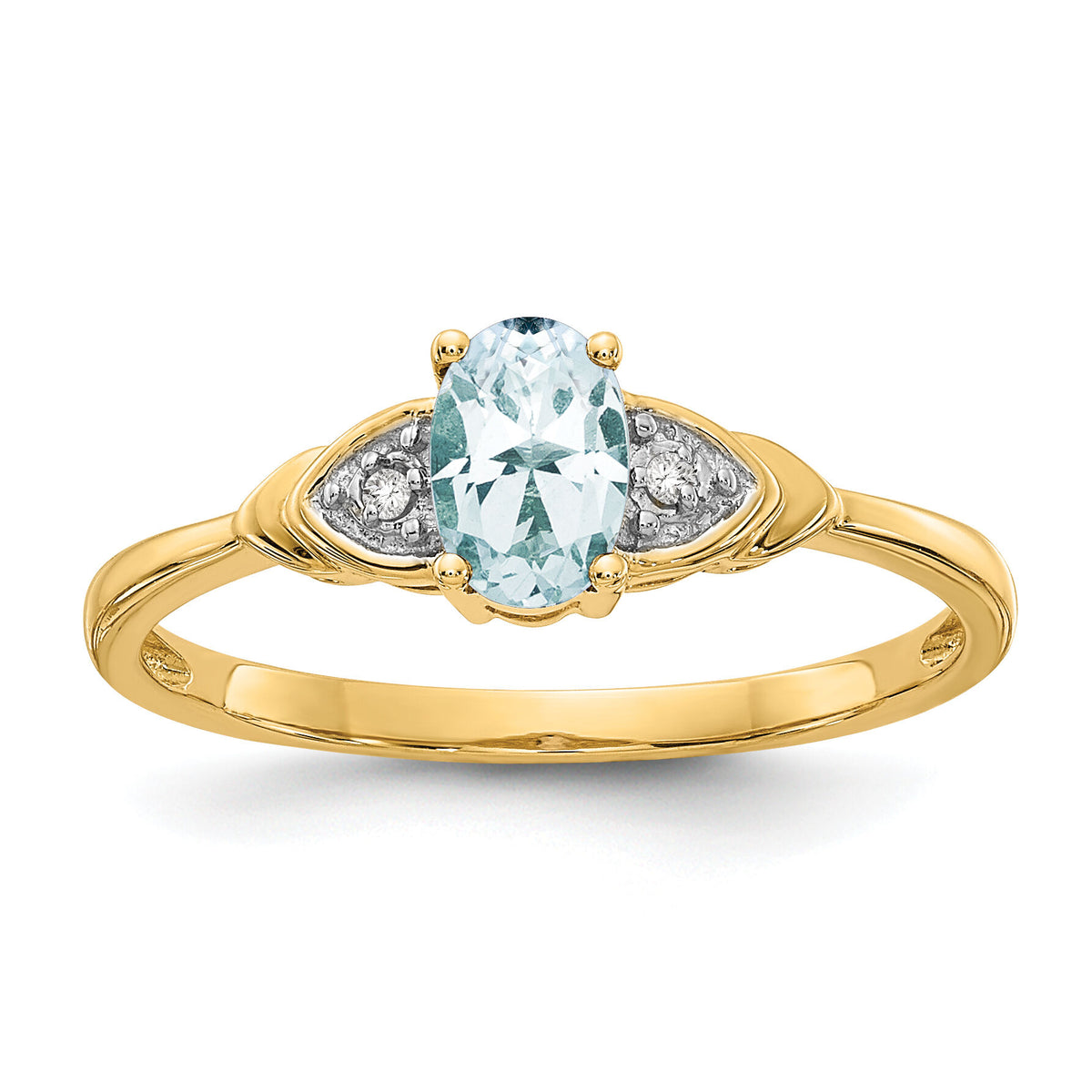 14k Aquamarine and Diamond Ring-XBS266