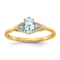 14k Aquamarine and Diamond Ring-XBS266