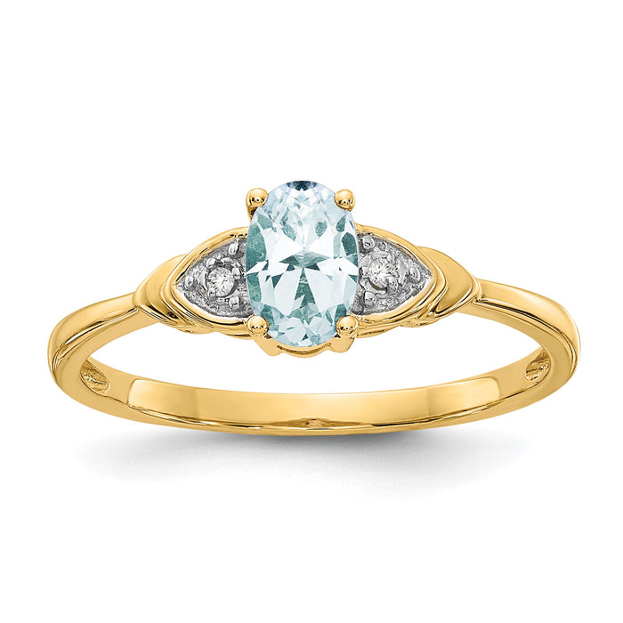 14k Aquamarine and Diamond Ring-XBS266