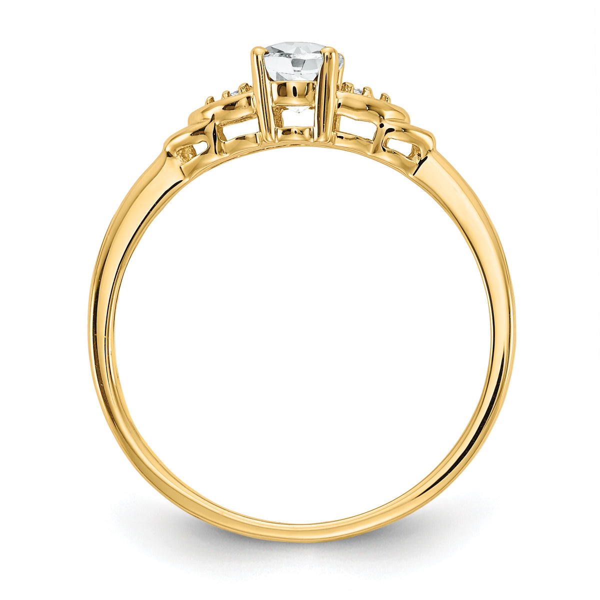 14k White Topaz and Diamond Ring-XBS267