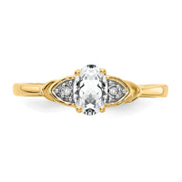14k White Topaz and Diamond Ring-XBS267
