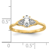 14k White Topaz and Diamond Ring-XBS267