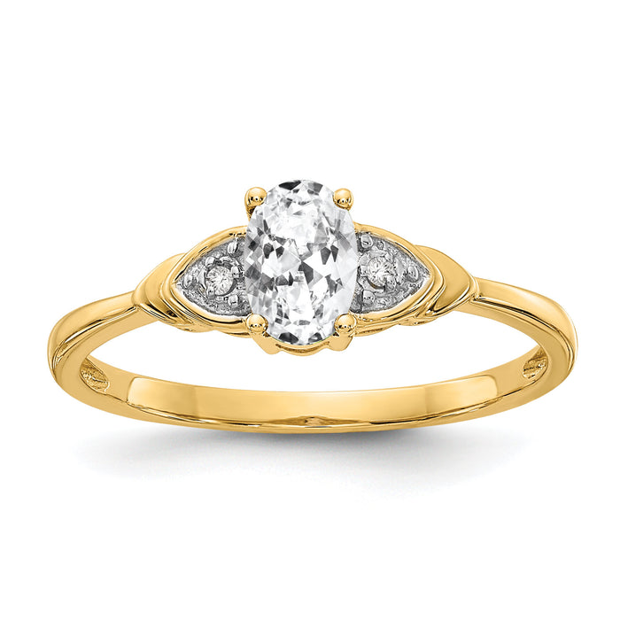 14k White Topaz and Diamond Ring-XBS267