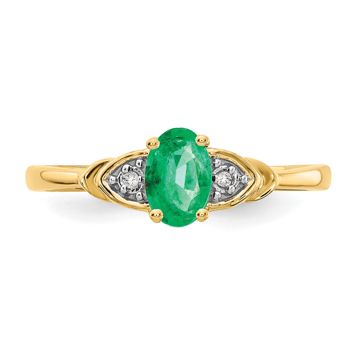 14k Emerald and Diamond Ring-XBS268