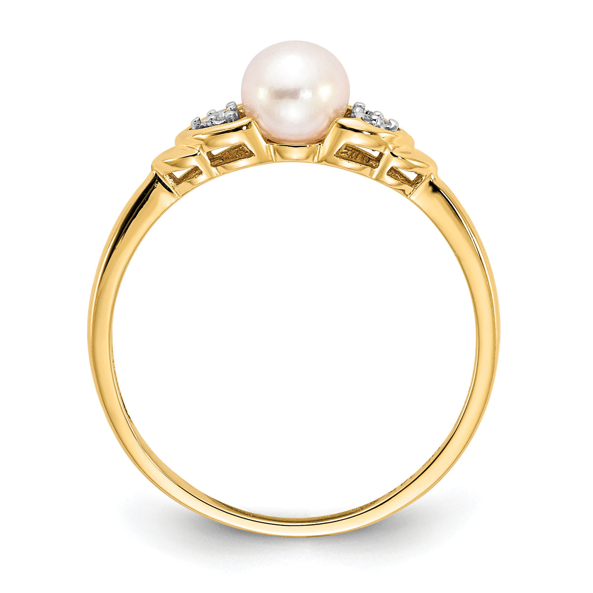 14k FW Cultured Pearl and Diamond Ring-XBS269