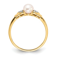 14k FW Cultured Pearl and Diamond Ring-XBS269