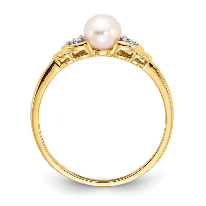 14k FW Cultured Pearl and Diamond Ring-XBS269