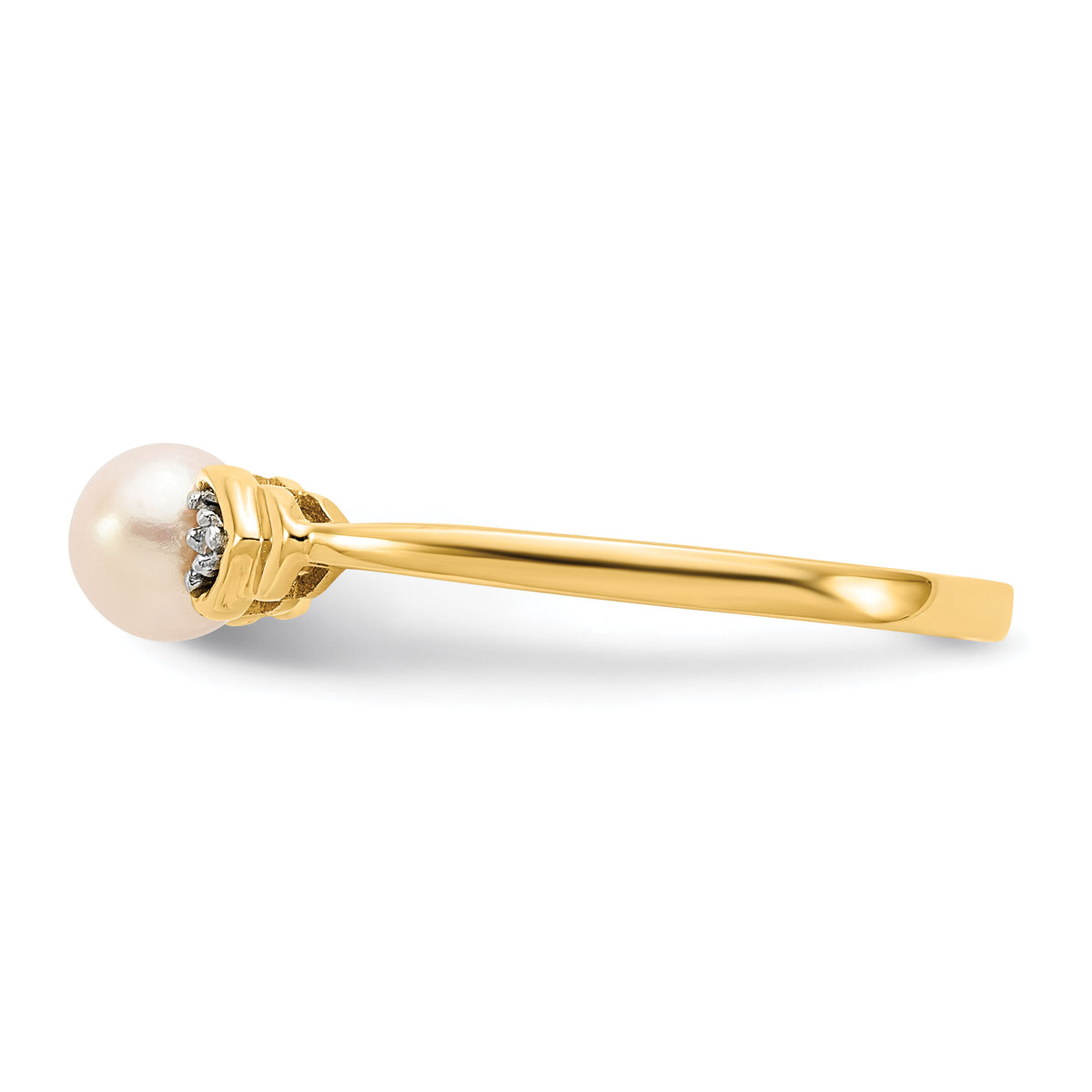14k FW Cultured Pearl and Diamond Ring-XBS269