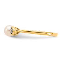 14k FW Cultured Pearl and Diamond Ring-XBS269