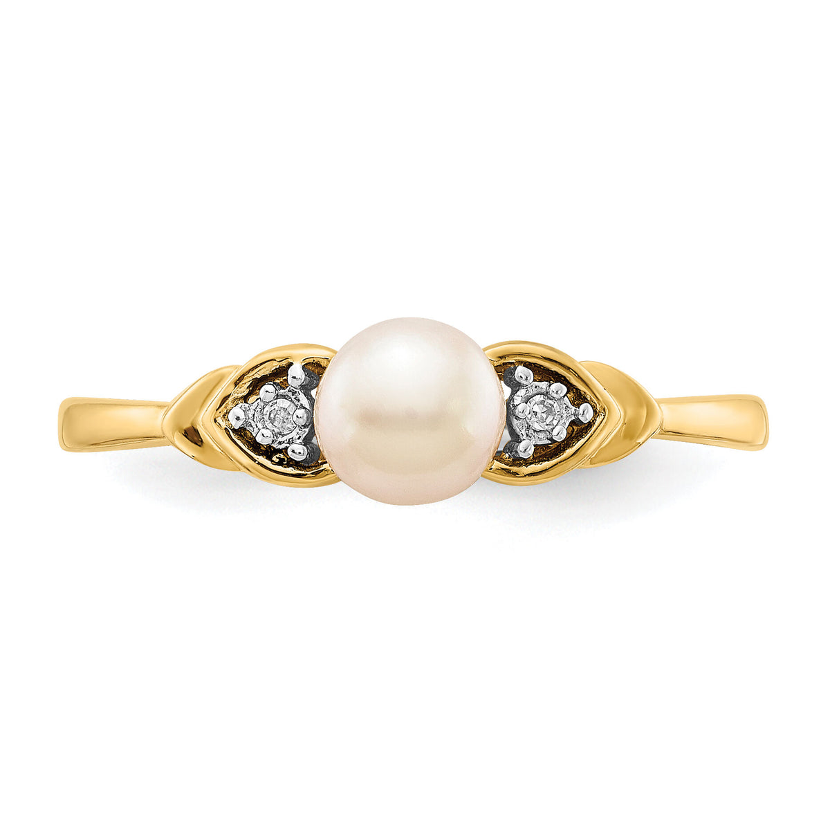 14k FW Cultured Pearl and Diamond Ring-XBS269