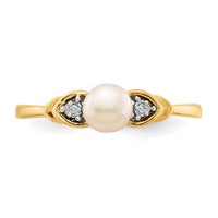 14k FW Cultured Pearl and Diamond Ring-XBS269