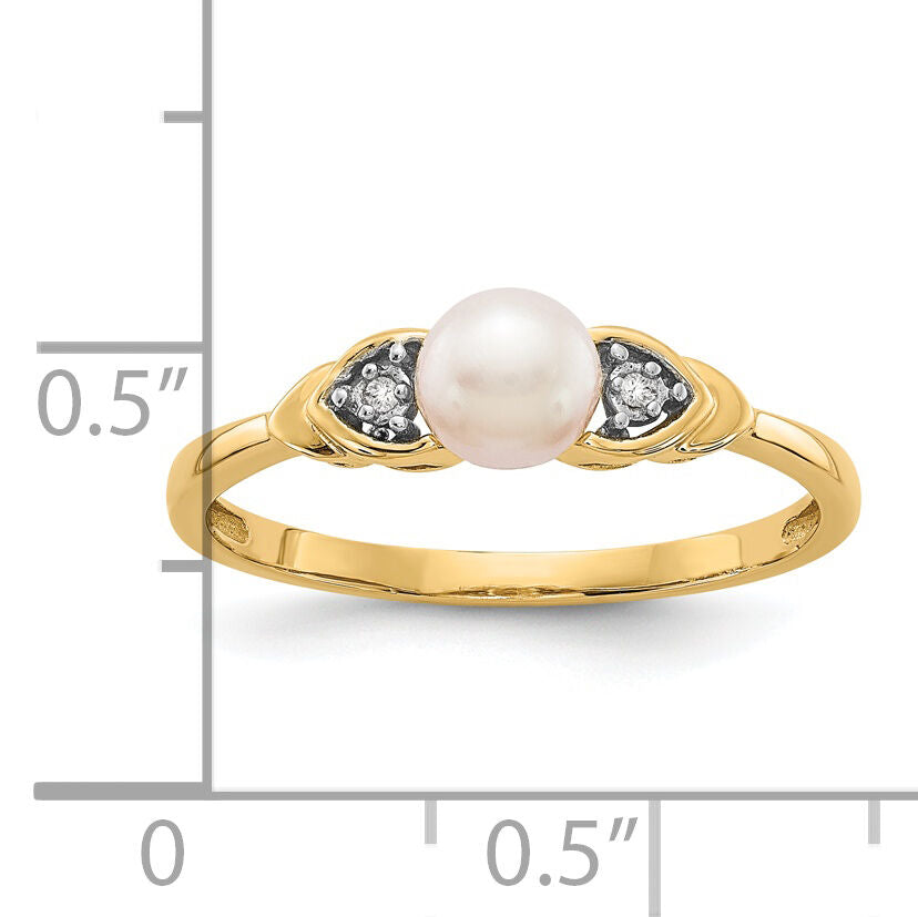 14k FW Cultured Pearl and Diamond Ring-XBS269