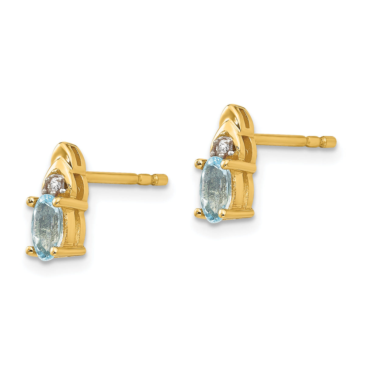 14k Aquamarine and Diamond Earrings-XBS271