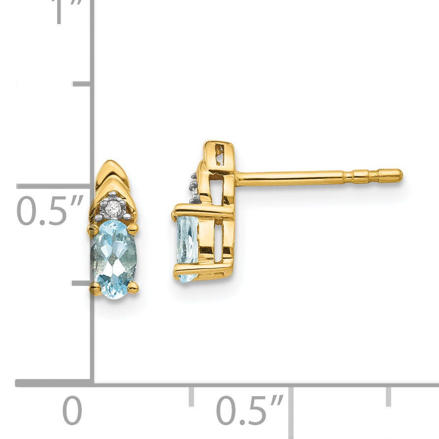 14k Aquamarine and Diamond Earrings-XBS271