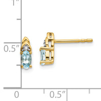 14k Aquamarine and Diamond Earrings-XBS271
