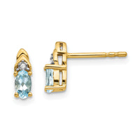 14k Aquamarine and Diamond Earrings-XBS271