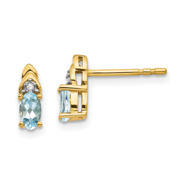 14k Aquamarine and Diamond Earrings-XBS271