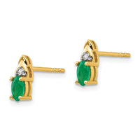 14k Emerald and Diamond Earrings-XBS273
