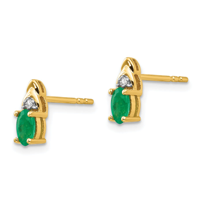 14k Emerald and Diamond Earrings-XBS273