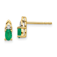 14k Emerald and Diamond Earrings-XBS273