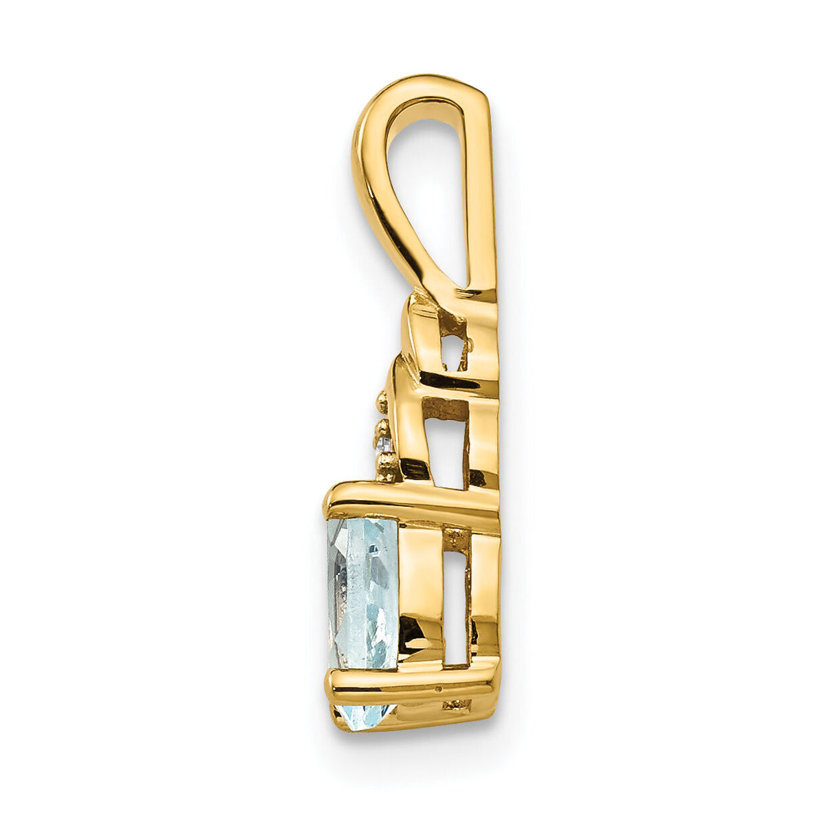 14k Aquamarine and Diamond Pendant-XBS276