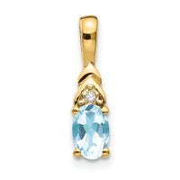14k Aquamarine and Diamond Pendant-XBS276