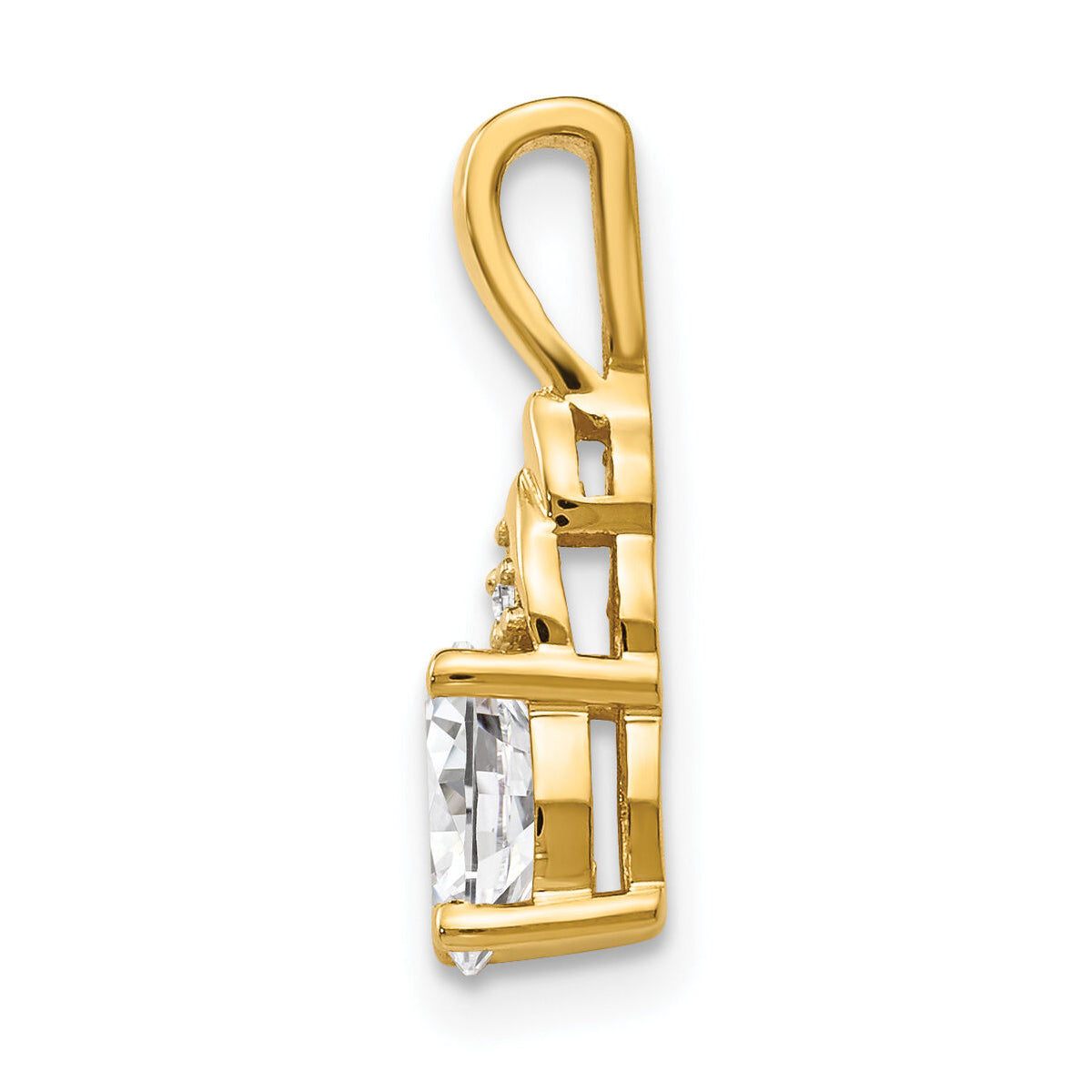 14k White Topaz and Diamond Pendant-XBS277