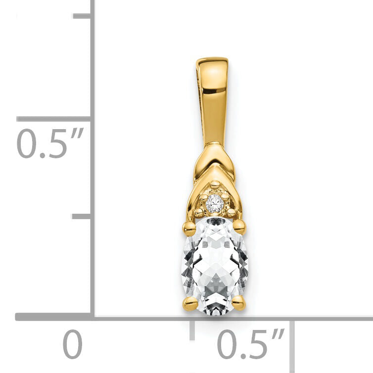 14k White Topaz and Diamond Pendant-XBS277