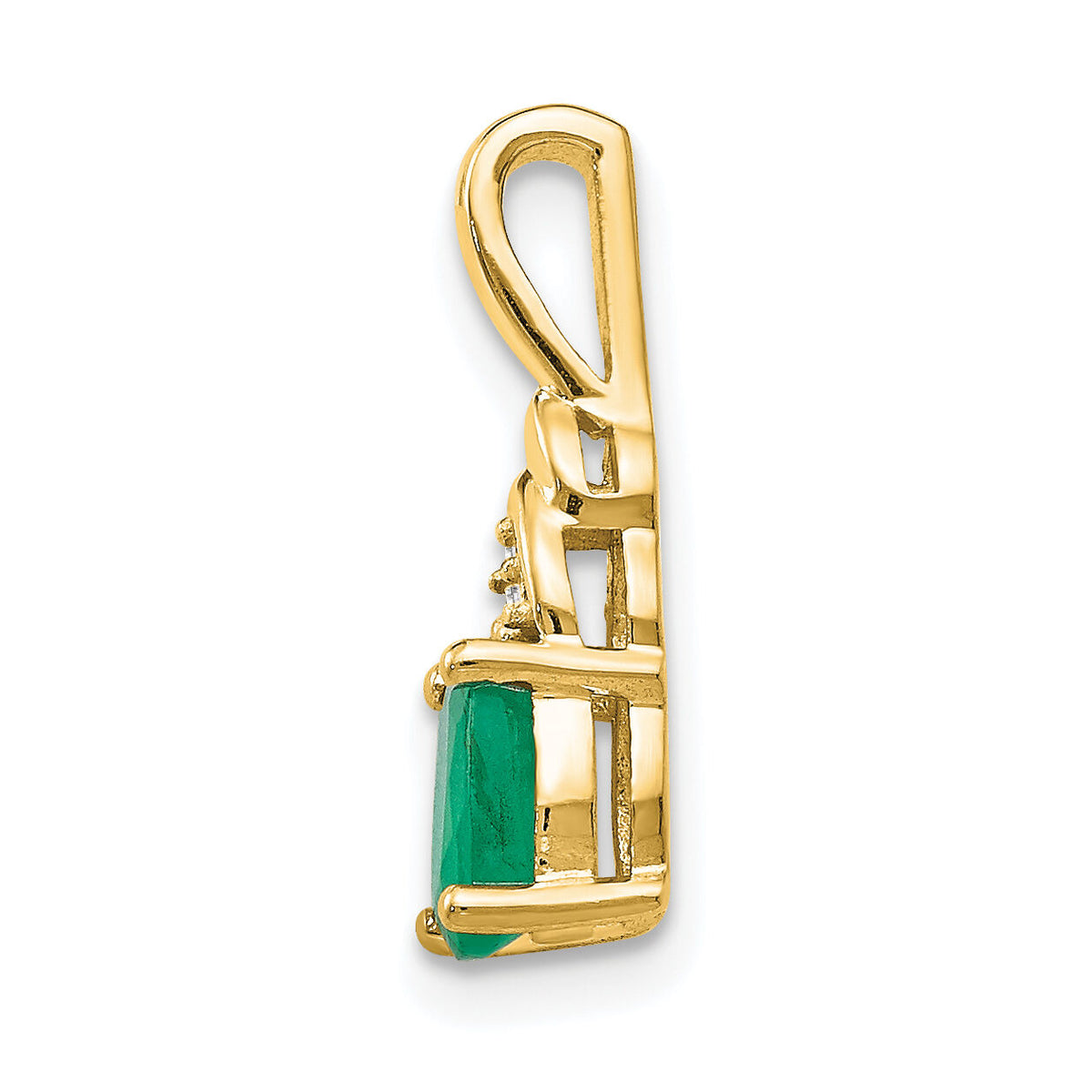 14k Emerald and Diamond Pendant-XBS278