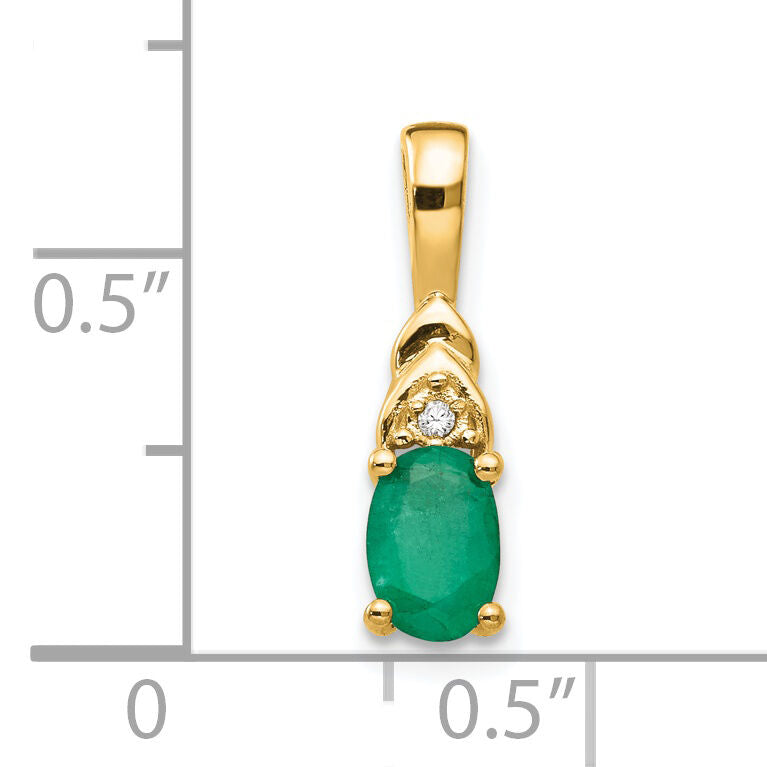 14k Emerald and Diamond Pendant-XBS278