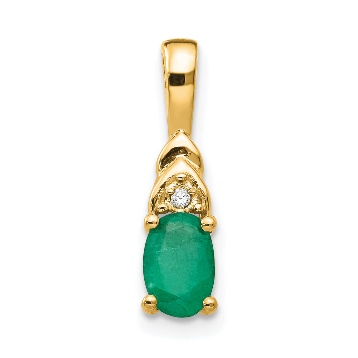 14k Emerald and Diamond Pendant-XBS278
