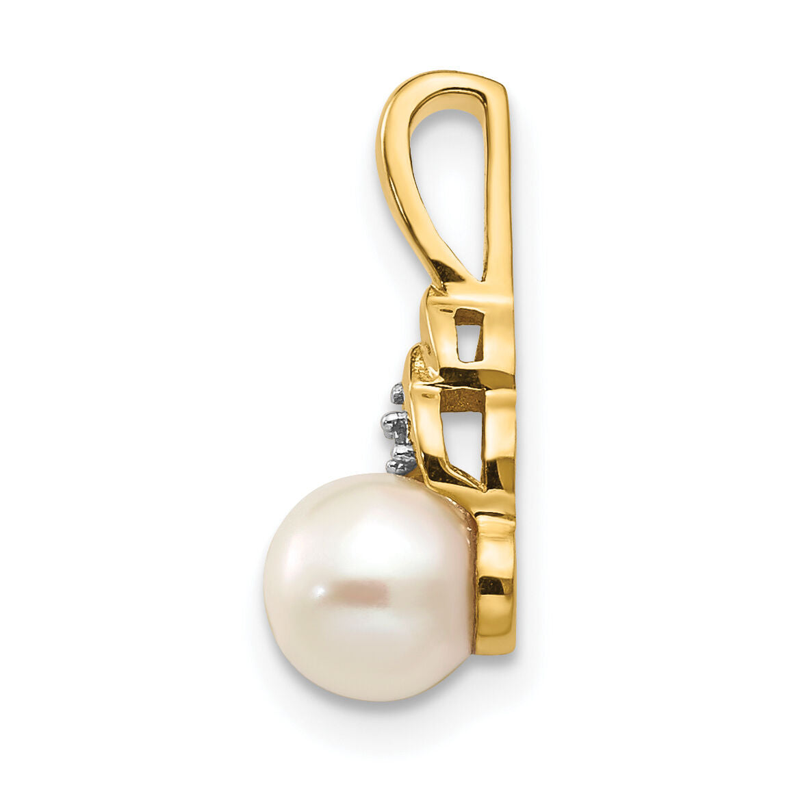 14k FW Cultured Pearl and Diamond Pendant-XBS279