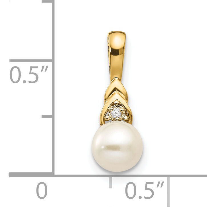 14k FW Cultured Pearl and Diamond Pendant-XBS279