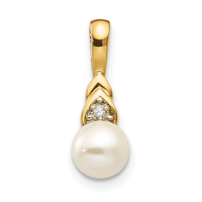 14k FW Cultured Pearl and Diamond Pendant-XBS279