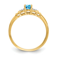 14k Blue Topaz and Diamond Ring-XBS285