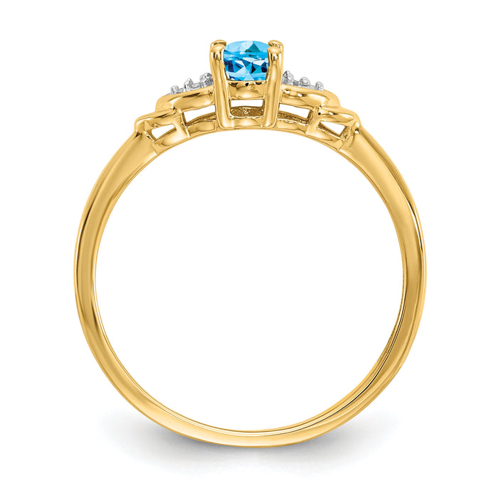 14k Blue Topaz and Diamond Ring-XBS285