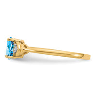 14k Blue Topaz and Diamond Ring-XBS285