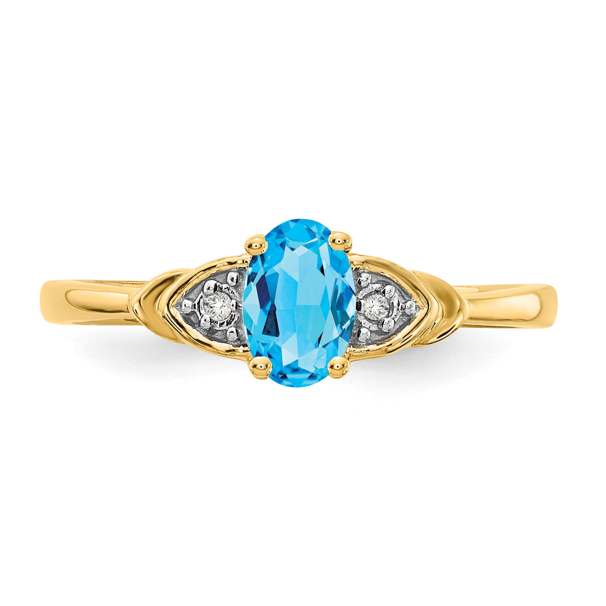 14k Blue Topaz and Diamond Ring-XBS285