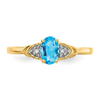 14k Blue Topaz and Diamond Ring-XBS285