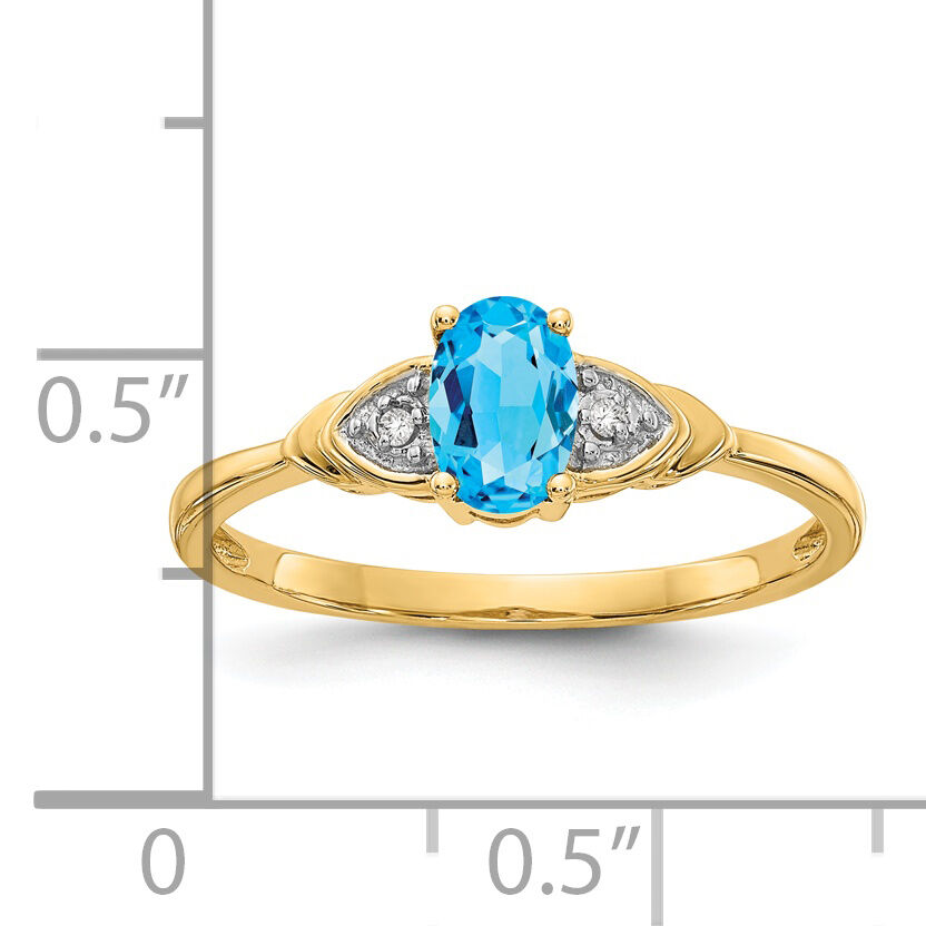 14k Blue Topaz and Diamond Ring-XBS285