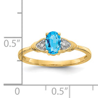 14k Blue Topaz and Diamond Ring-XBS285