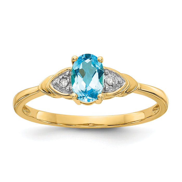 14k Blue Topaz and Diamond Ring-XBS285