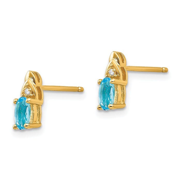 14k Blue Topaz and Diamond Earrings-XBS290