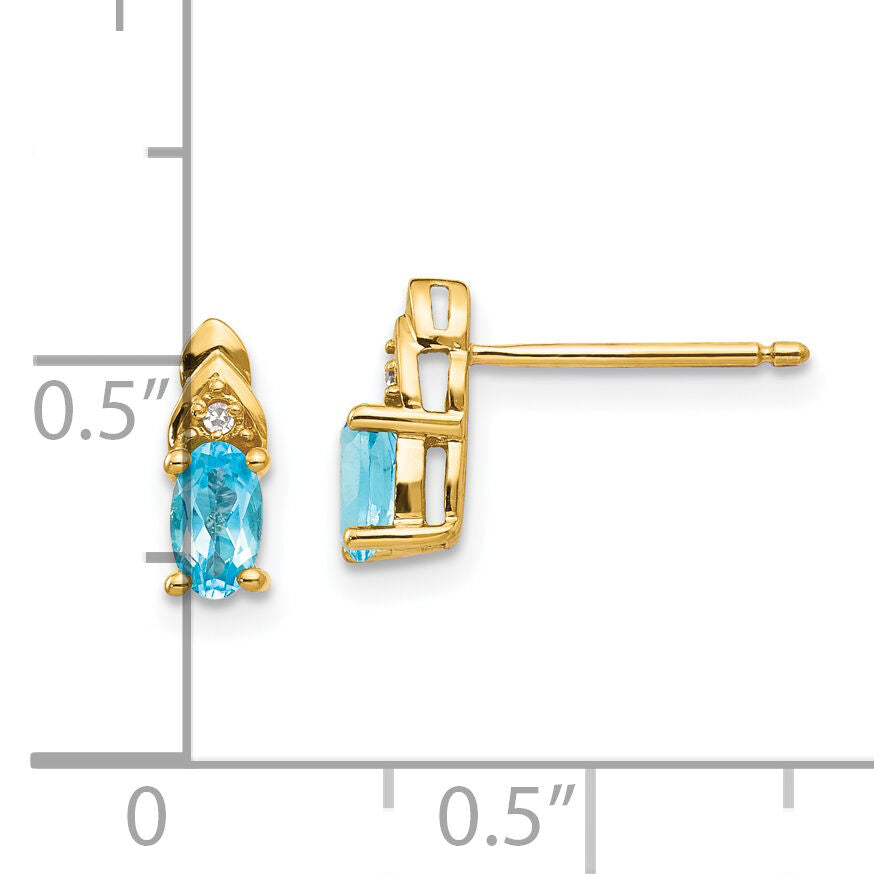 14k Blue Topaz and Diamond Earrings-XBS290